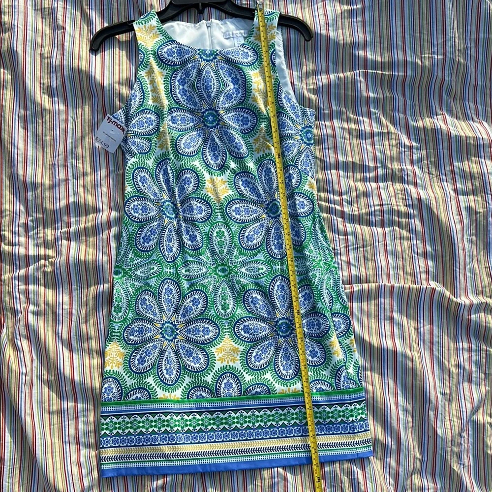 London Times Blue and Green Floral Mini Dress - Picture 4 of 7